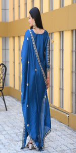 Thumbnail for Teeya Creation Blue Color Chinon Silk Heavy Embroidery Work Fully Stitched Salwar Suit