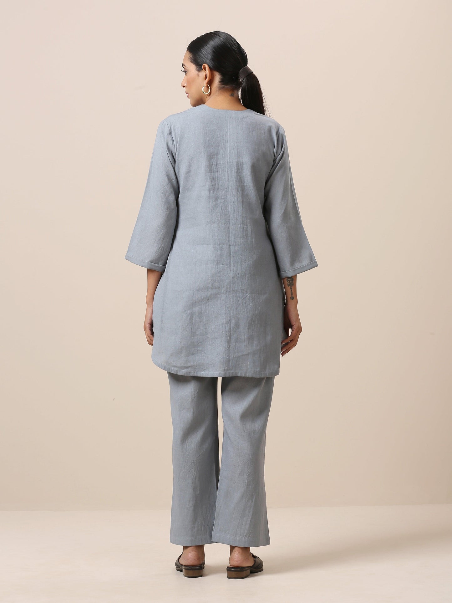 trueBrowns Cotton Steel Blue Short Co-Ord Set | Relove - Distacart