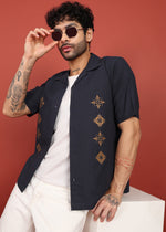 Thumbnail for Fabmade Midnight Bloom Printed Shirt - Distacart