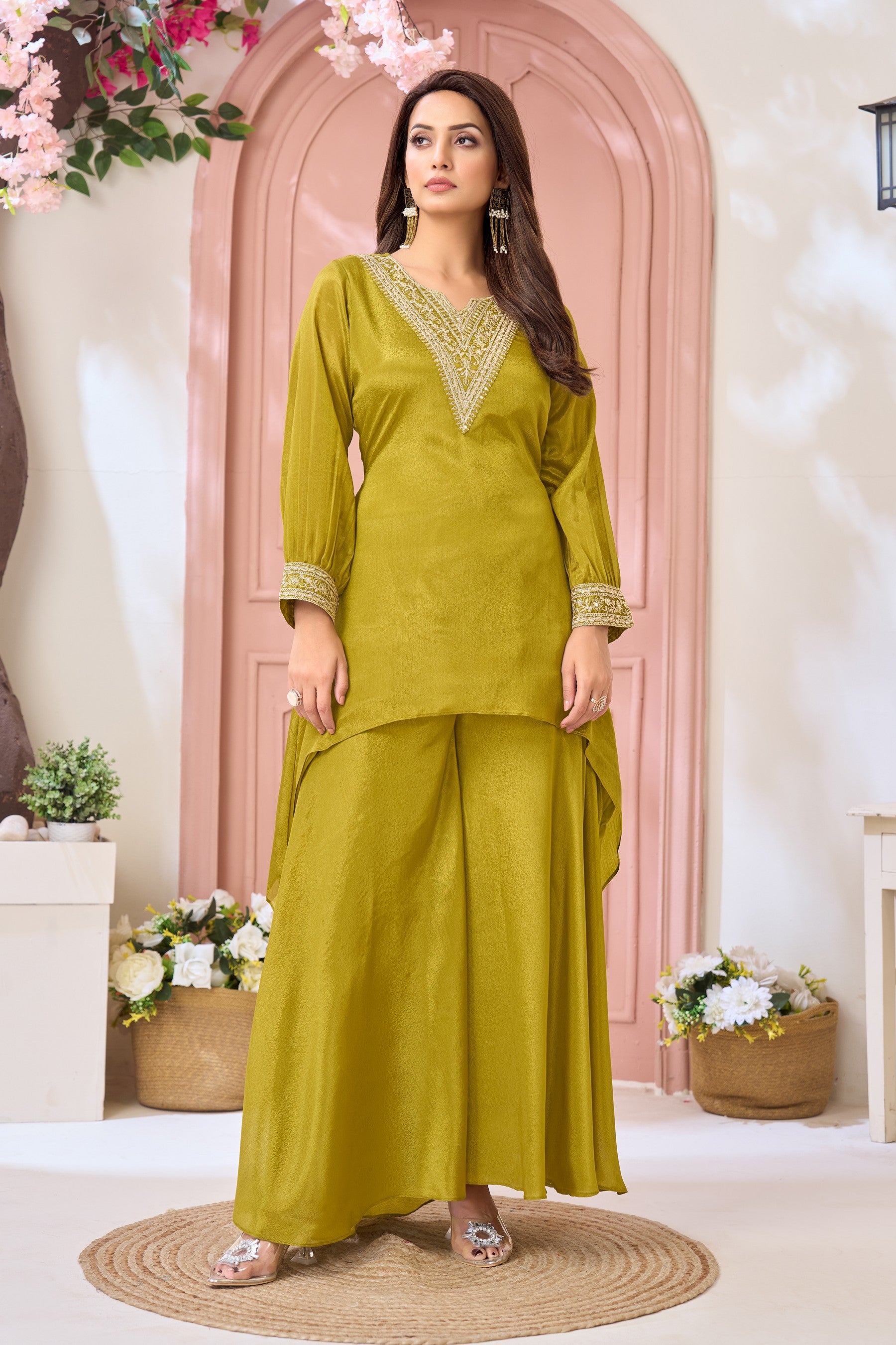 Anaita Parrot Readymade Suit with Coding Work - Dista
