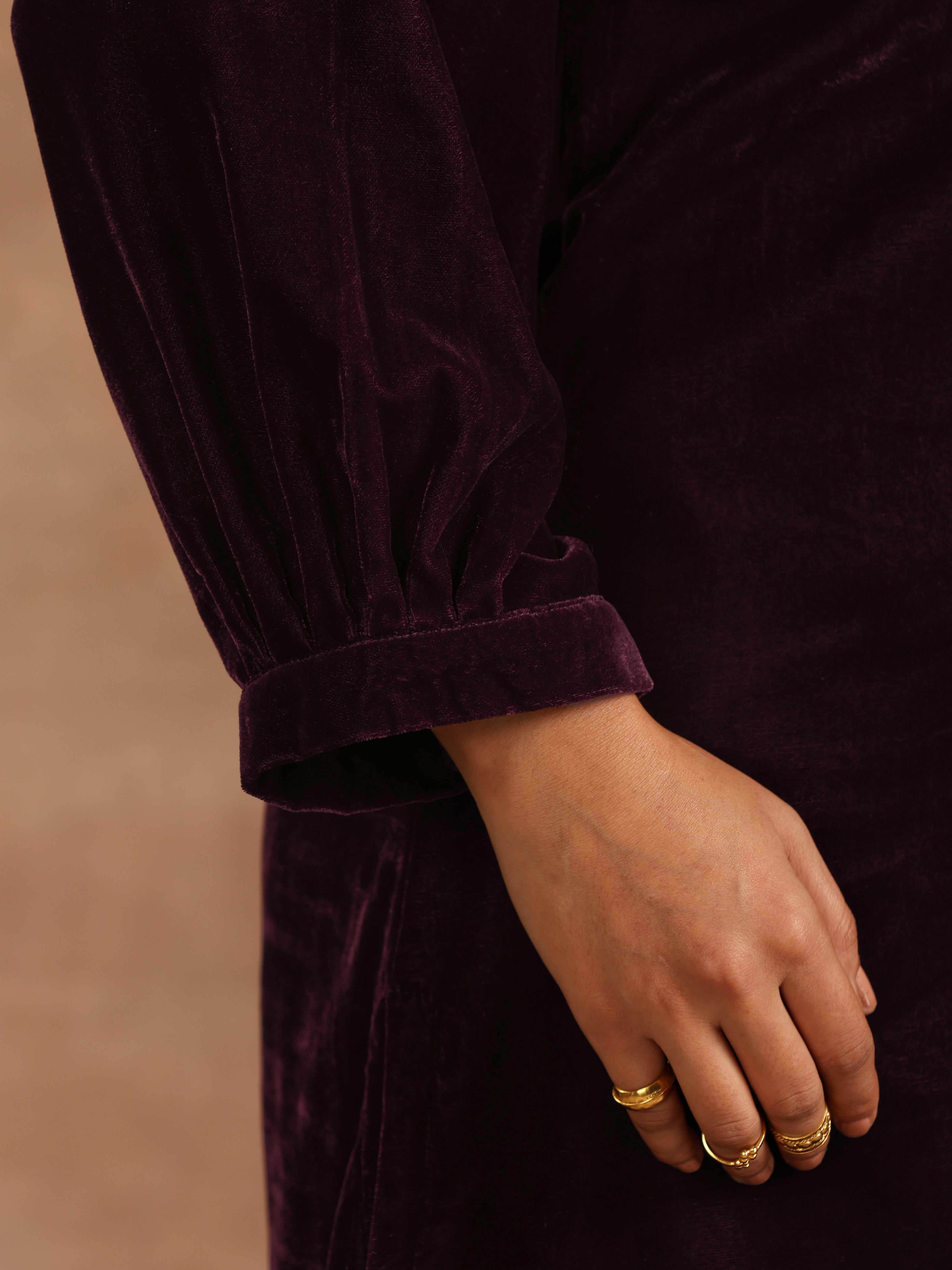 trueBrowns Wine Velvet Solid Co-ord Set - Distacart