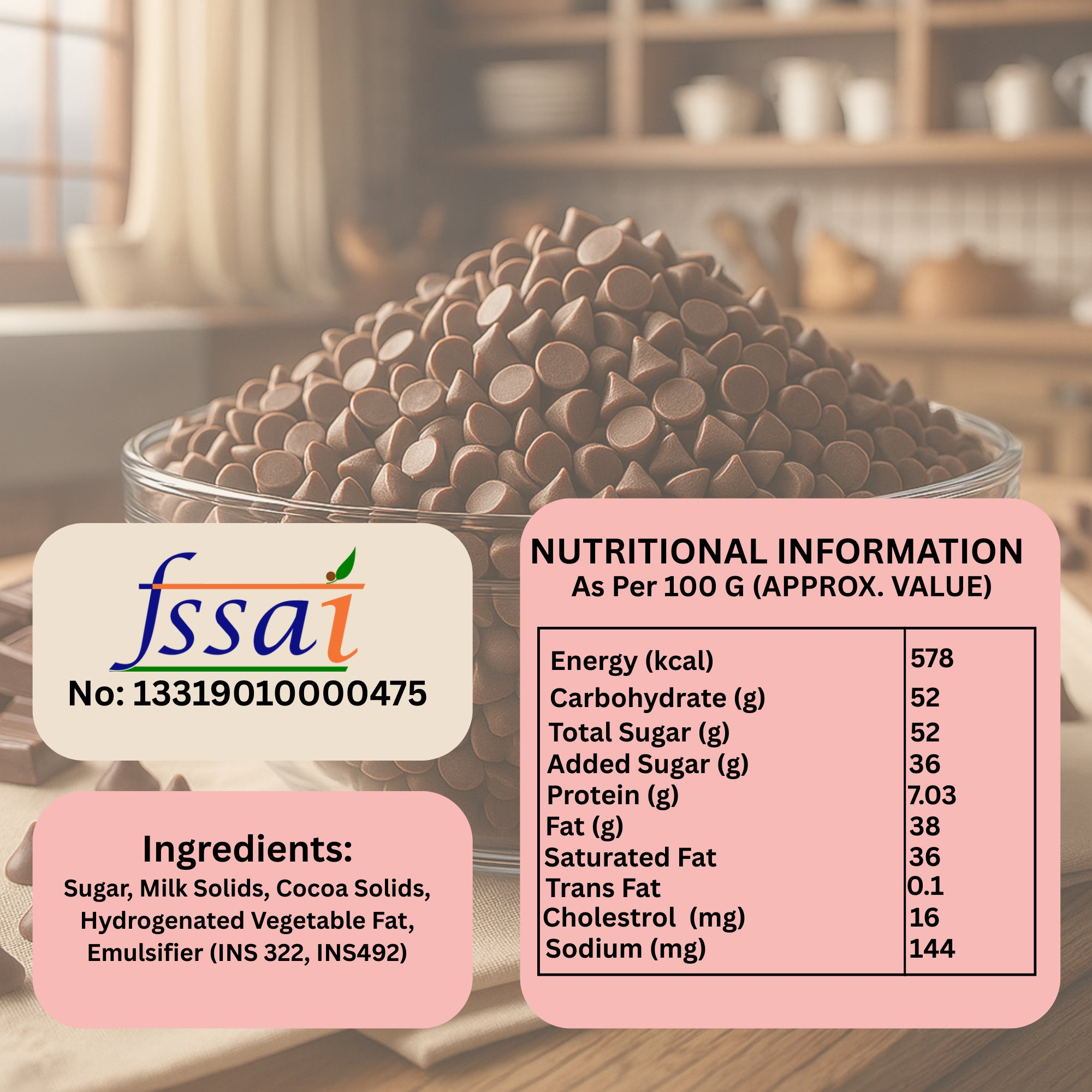 milk chocolate chips 100g