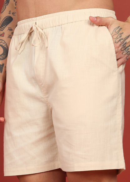 Fabmade Men Beige Cotton Regular Shorts - Distacart