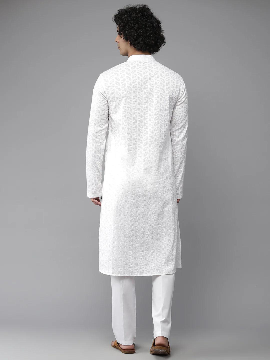 Fabmade Elegant Chikankari Embroidered Straight Kurta With Pyjama - Distacart