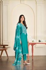 Thumbnail for BulBul Shreya Silk Rama Kurta Set with Dupatta