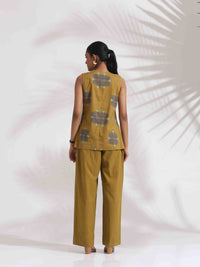 Thumbnail for trueBrowns Green Cotton Print Top & Flared Pants Co-ord Set