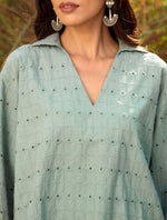Thumbnail for trueBrowns Blue Cotton Cutwork Embroidered Co-ord Set