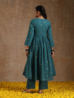 Thumbnail for trueBrowns Deep Sea Gold Cotton Kalidar Kurta Set - Distacart
