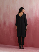Thumbnail for trueBrowns Black Modal Round Neck Kurta Co-ord Set