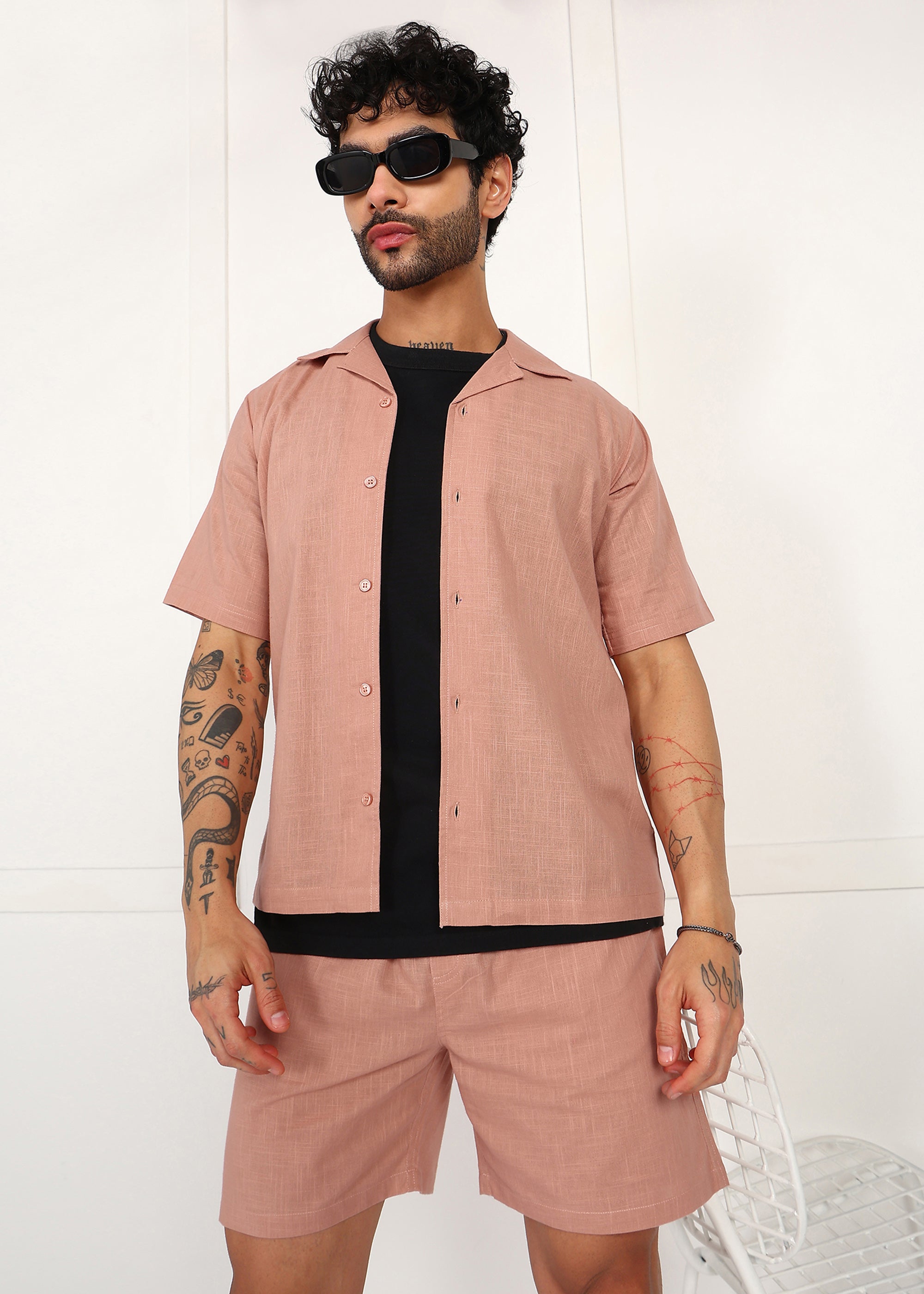 Fabmade Men’S Peach Linen Co-Ord Set - Distacart