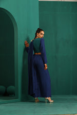 Thumbnail for trueBrowns Blue Silk Palazzo Stitched Saree - Distacart