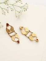 Thumbnail for trueBrowns Brass Red Stone Paisley Earrings - Distacart