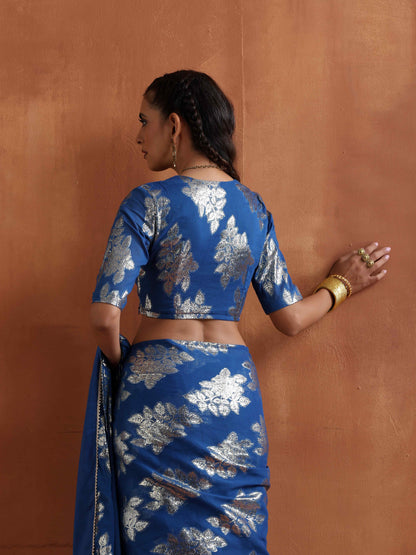 trueBrowns Blue Metallic Blouse - Distacart