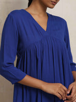 Thumbnail for trueBrowns Blue Crinkle Flared Kurta Co-ord Set