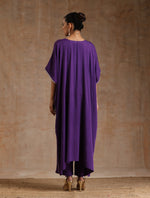 Thumbnail for trueBrowns Violet Modal Satin Kaftan Kurta Set - Distacart
