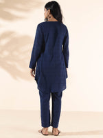 Thumbnail for trueBrowns Blue Cotton Dobby Relaxed Co-ord Set - Distacart