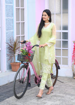 Thumbnail for Teeya Creation Pista Color Organza Silk Heavy Embroidery Work Fully Stitched Salwar Suit - Distacart