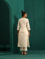Thumbnail for trueBrowns Ivory Rhombus Cotton Angrakha Kurta Pant Set - Distacart