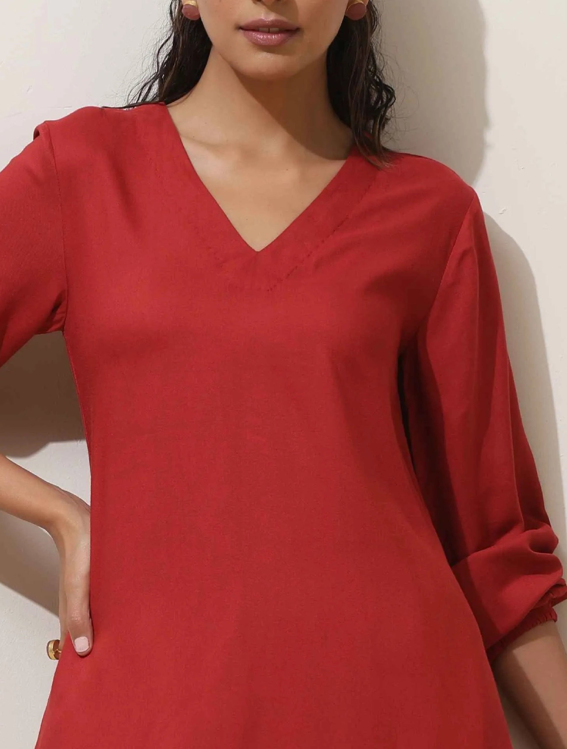 trueBrowns Maroon Viscose Co-ord Set - Distacart