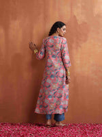 Thumbnail for trueBrowns Orange Print A-line Kurta Set - Distacart