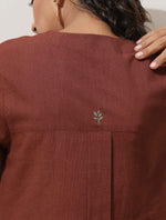 Thumbnail for trueBrowns Brown Cotton Linen Kurta Pant Set