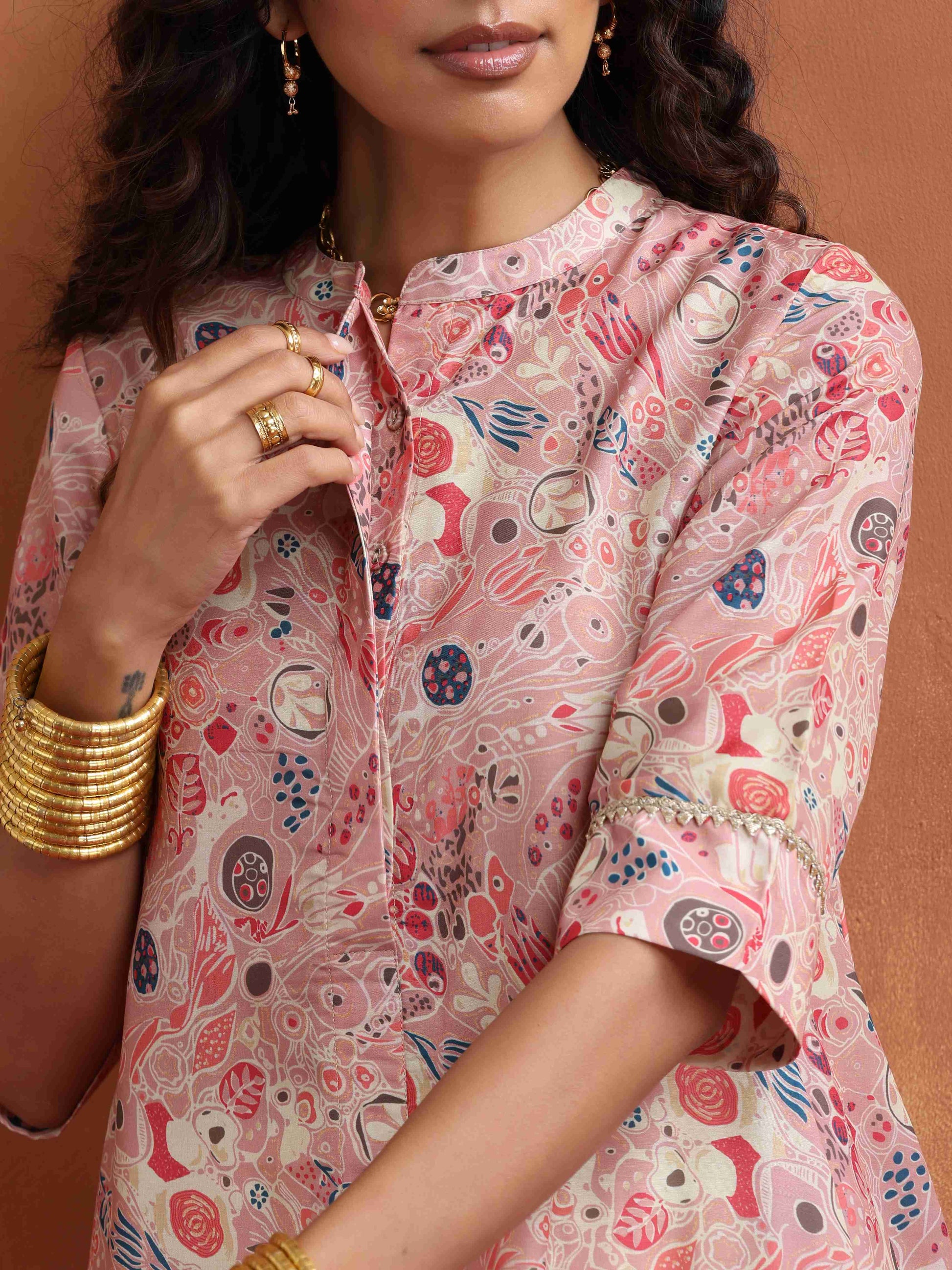 trueBrowns Pink Flared Anarkali Kurta Set - Distacart