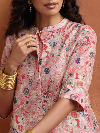 trueBrowns Pink Flared Anarkali Kurta Set - Distacart