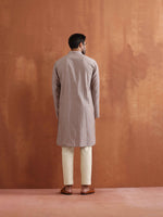 Thumbnail for trueBrowns Men's Beige Cotton Dobby Kurta