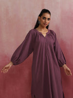 Thumbnail for trueBrowns Light Purple Cotton Dobby Dress - Distacart