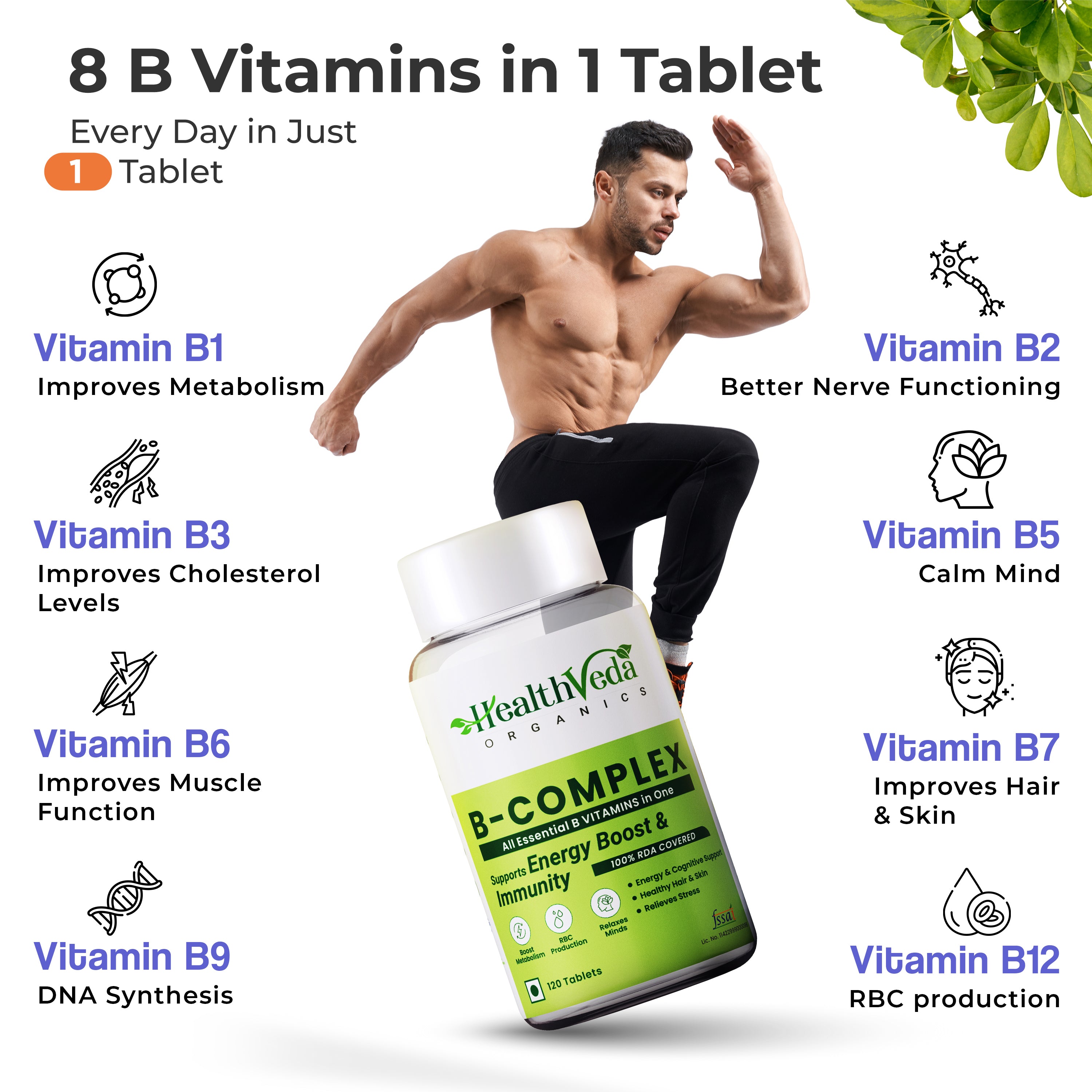 Health Veda Organics Plant Based B-Complex Tablets - Distacart