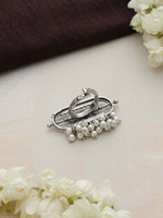 Thumbnail for trueBrowns Silver Tone Pearl Drop Ring - Distacart