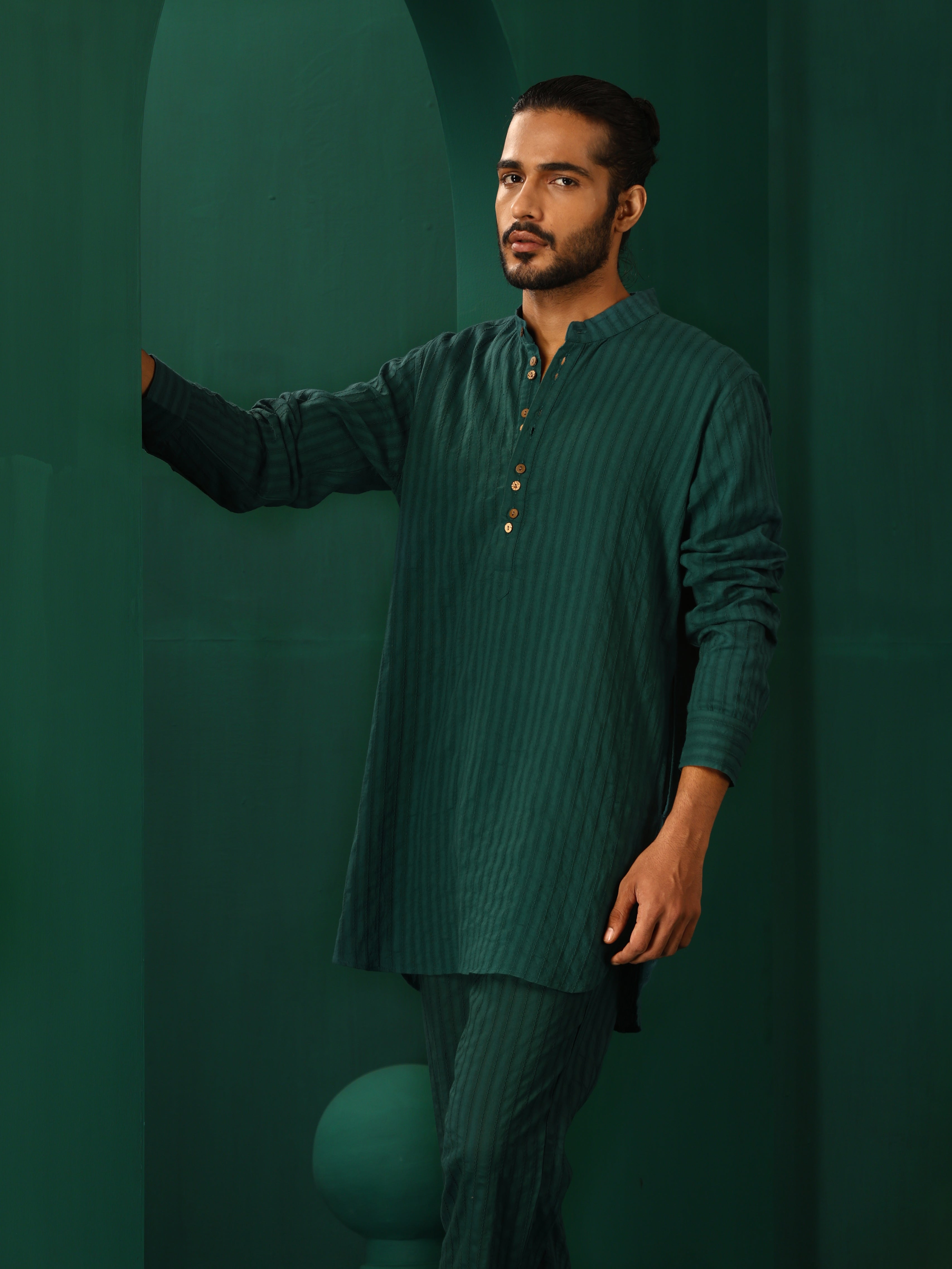 trueBrowns Men's Turquoise Dobby Co-ord Set - Distacart