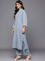 Thumbnail for Varanga Women Thread Embroidered Organza Detailed Kurta Set - Distacart
