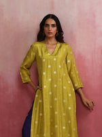 Thumbnail for trueBrowns Lime Viscose Silk Kurta Set - Distacart