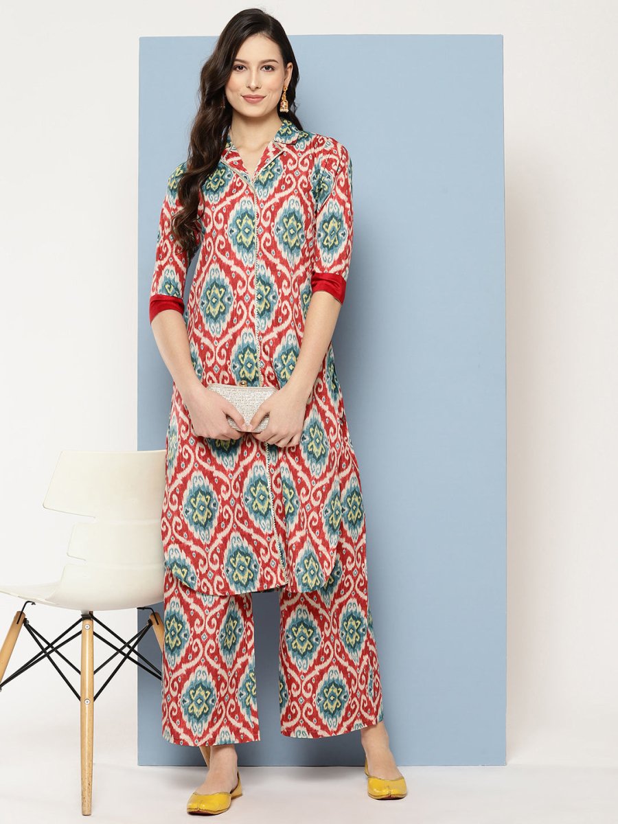 Ahalyaa Women Ethnic Motifs Printed Regular Gotta Patti Kurta with Palazzos - Distacart