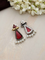 Thumbnail for trueBrowns Silver Gold Tone Petal Dangle Earrings - Distacart
