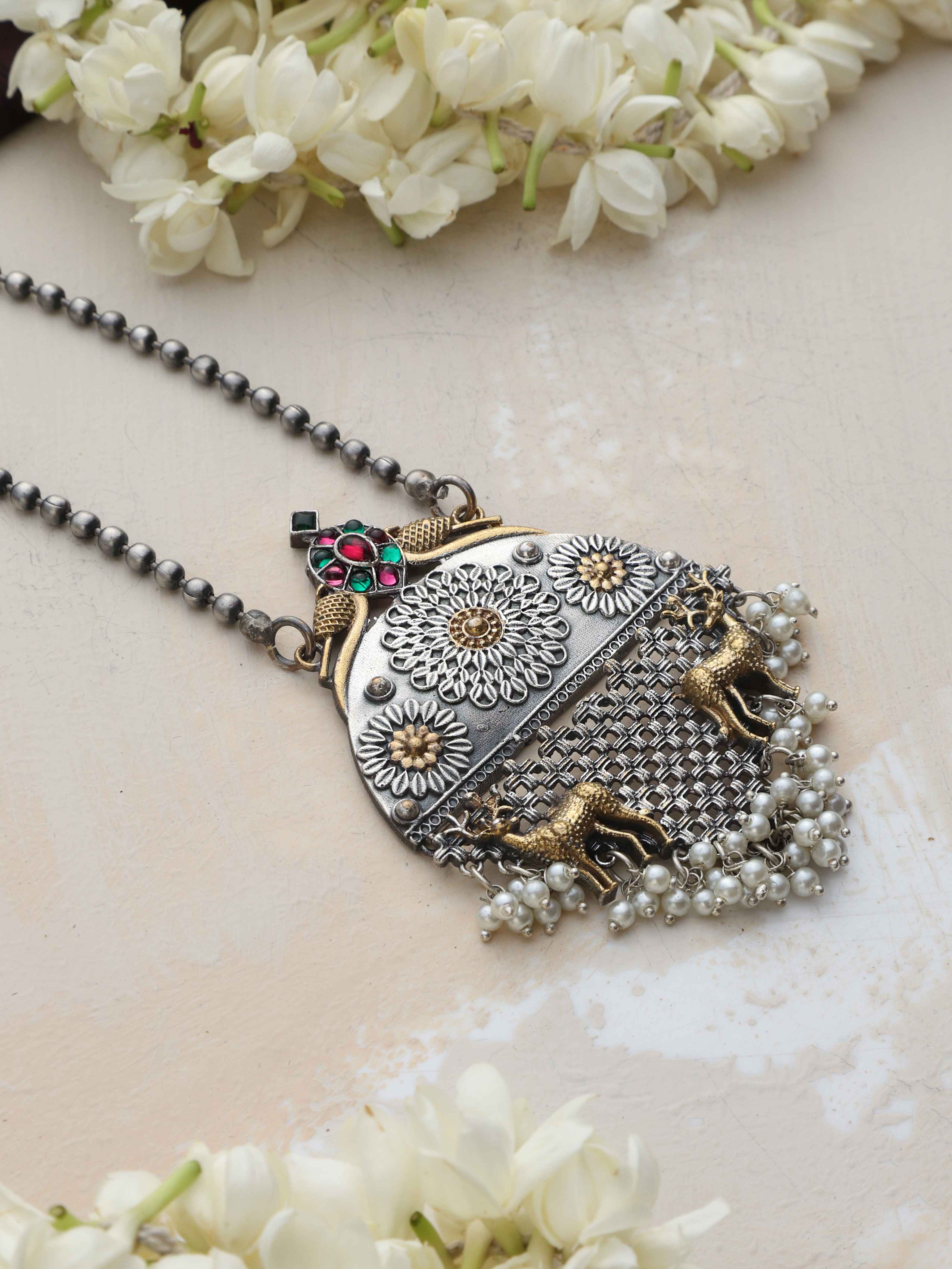trueBrowns Silver Gold Tone Pendant Chain - Distacart