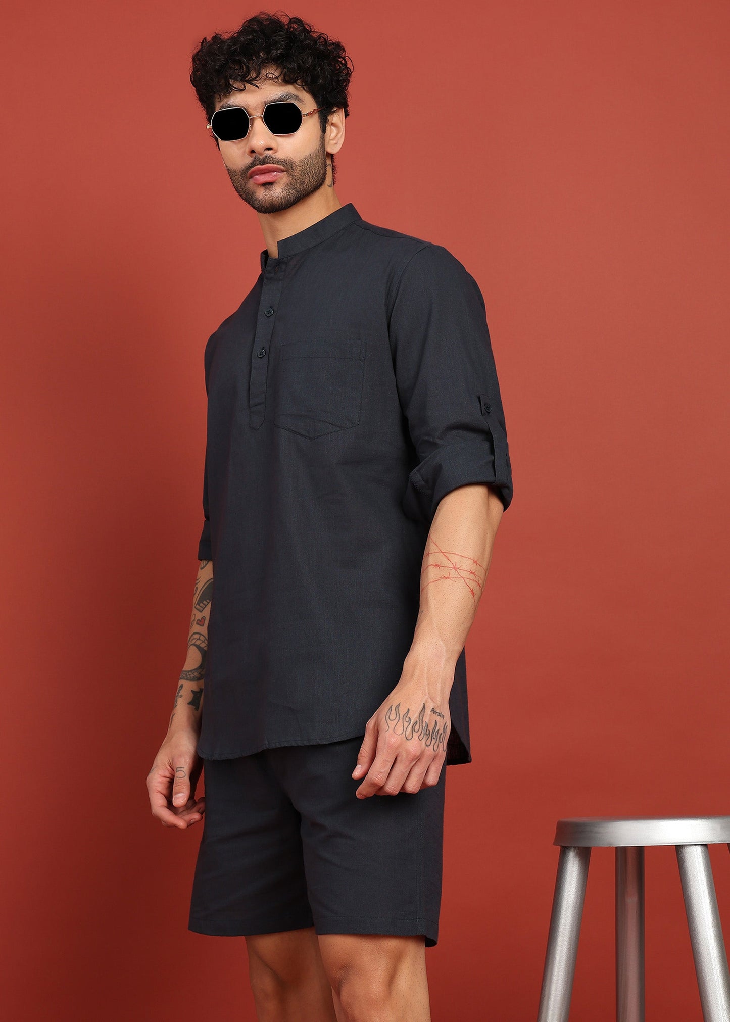 Fabmade Onyx Noir Short Kurta Co-Ord Set - Distacart