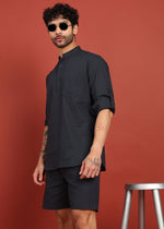 Thumbnail for Fabmade Onyx Noir Short Kurta Co-Ord Set - Distacart