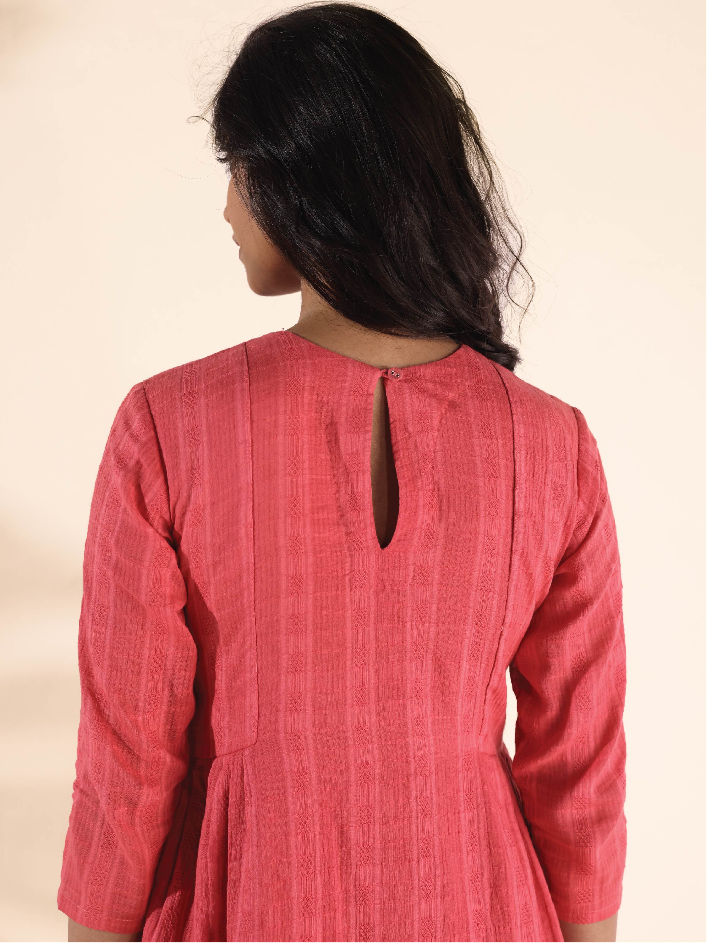 trueBrowns Pink Cotton Dobby Co-ord Set - Distacart