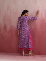 Thumbnail for trueBrowns Purple Muslin Silk Printed Kurta Set - Distacart