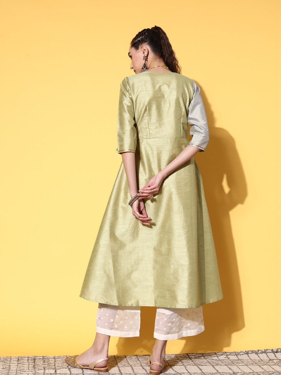 Ahalyaa Women Green Art Silk Fluid Tie-Up Kurta - Distacart