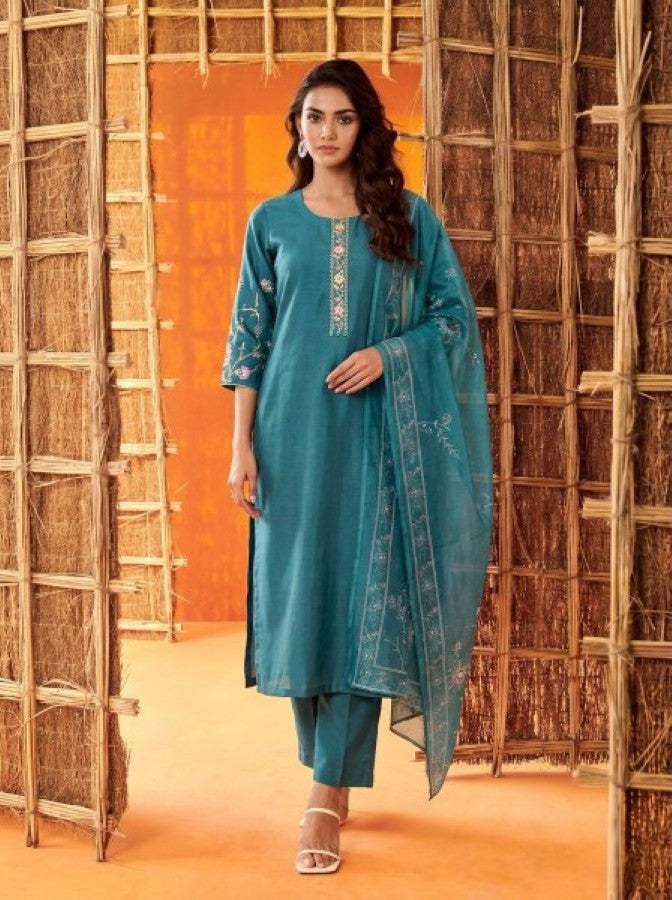 Anaita Teal Readymade Suit with Embroidery Work - Dista