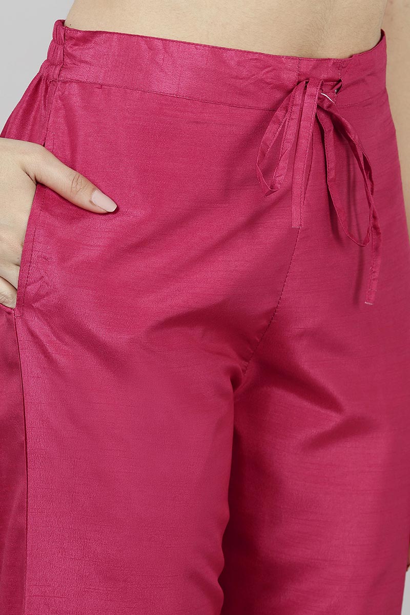 Ahika Women Red Yoke Design Kurta Trousers With Dupatta - Distacart