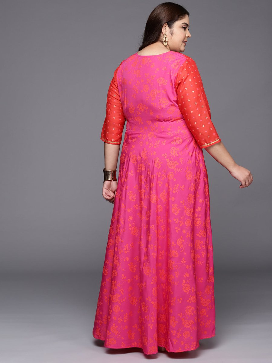 Ahalyaa Plus Size V-neck Maxi Ethnic Dress - Distacart
