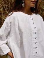 Thumbnail for trueBrowns White Cotton Embroidered Relaxed Co-ord Set - Distacart