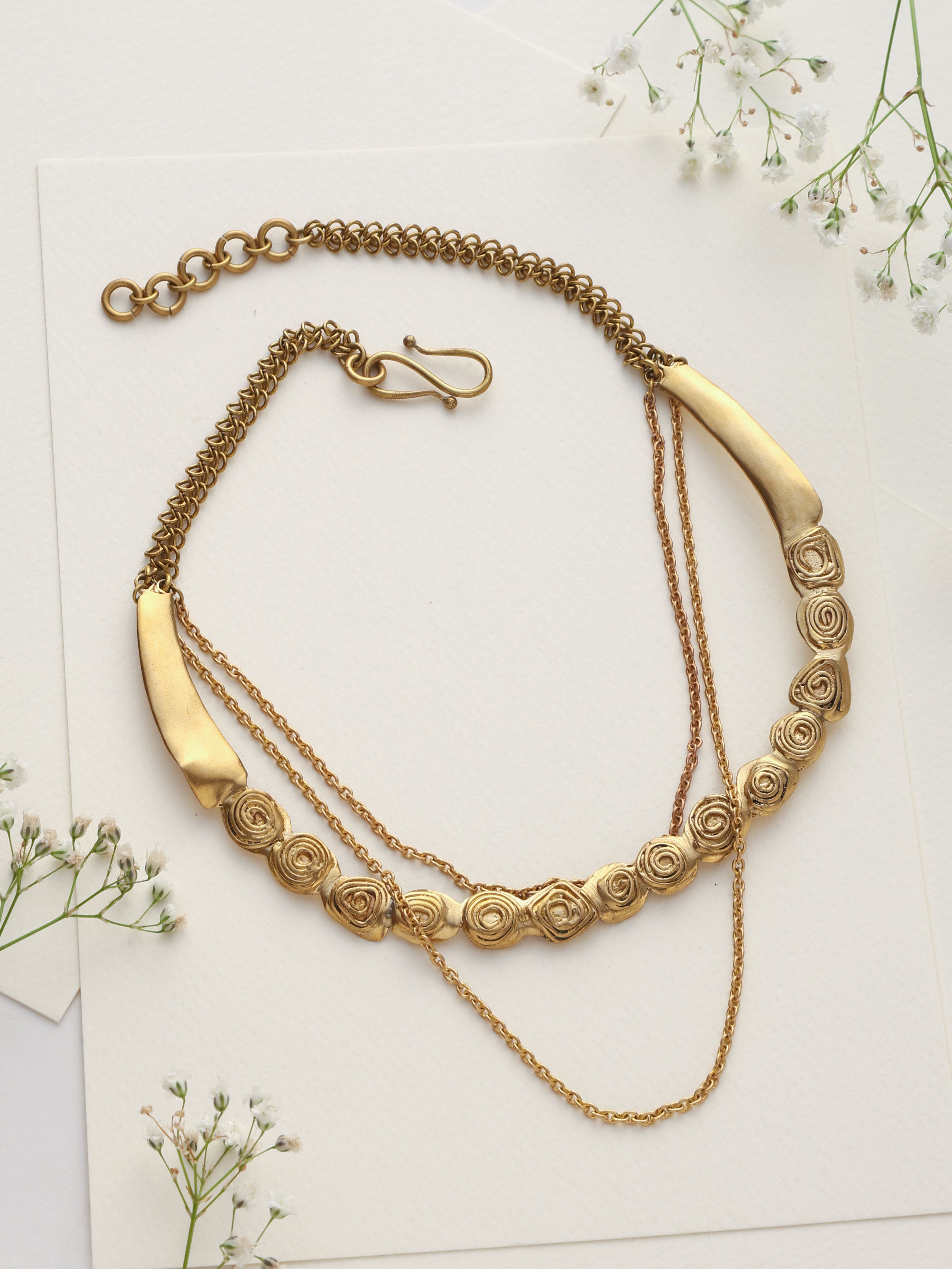 trueBrowns Brass Rose Layererd Necklace - Distacart