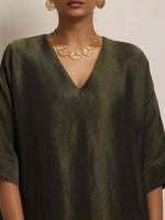Thumbnail for trueBrowns Olive Green Tissue Kurta Co-ord Set
