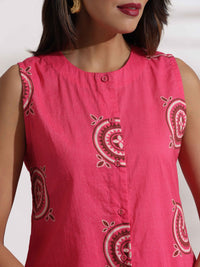 Thumbnail for trueBrowns Pink Cotton Skirt Co-ord Set