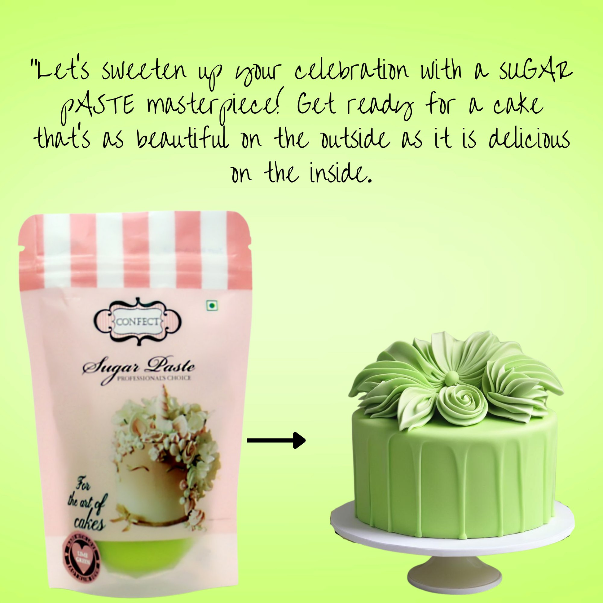 confect lime green sugarpaste br b 250 gms b